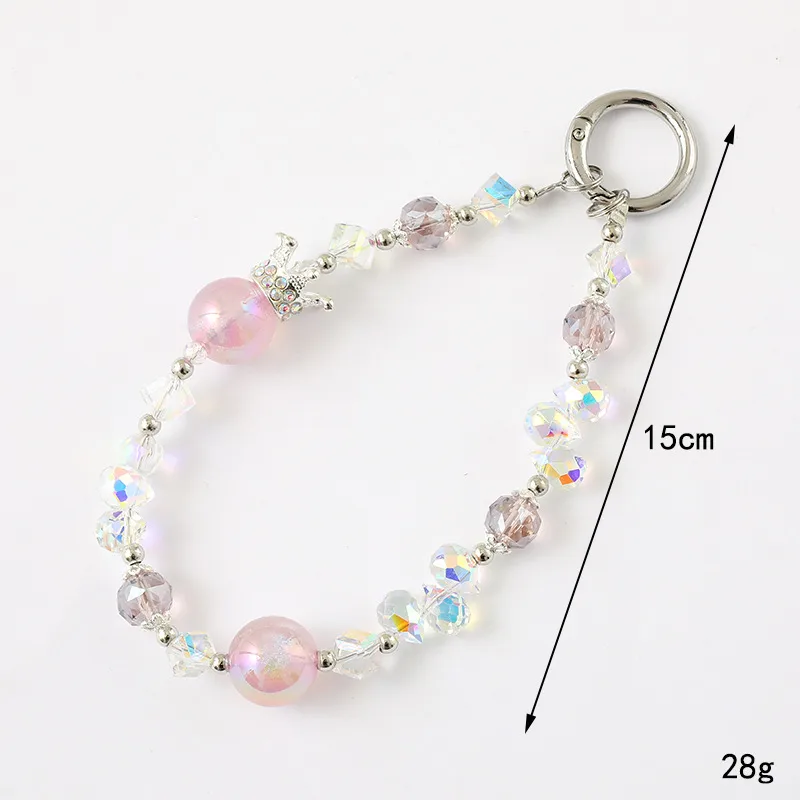 1 Piece Cute Sweet Geometric Artificial Crystal Beaded Mobile Phone Lanyard display picture 2