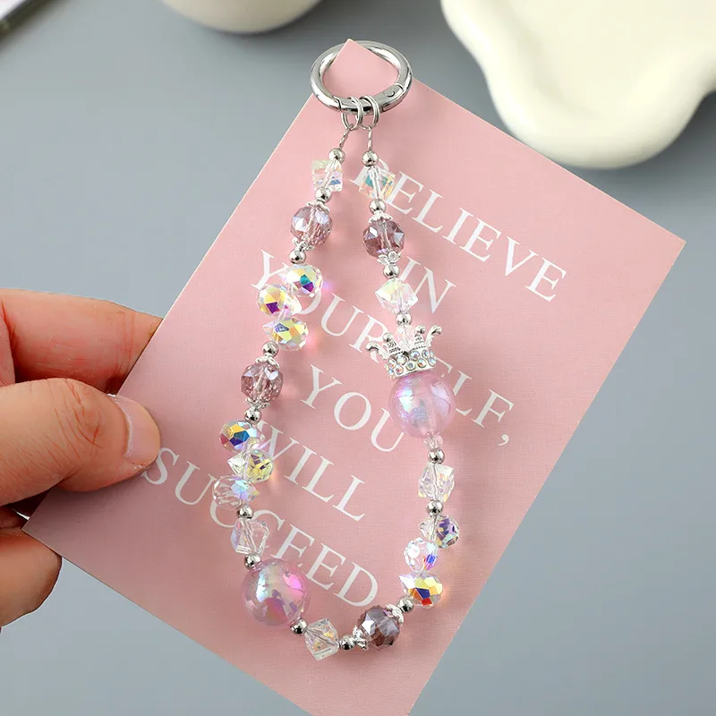 1 Piece Cute Sweet Geometric Artificial Crystal Beaded Mobile Phone Lanyard display picture 5
