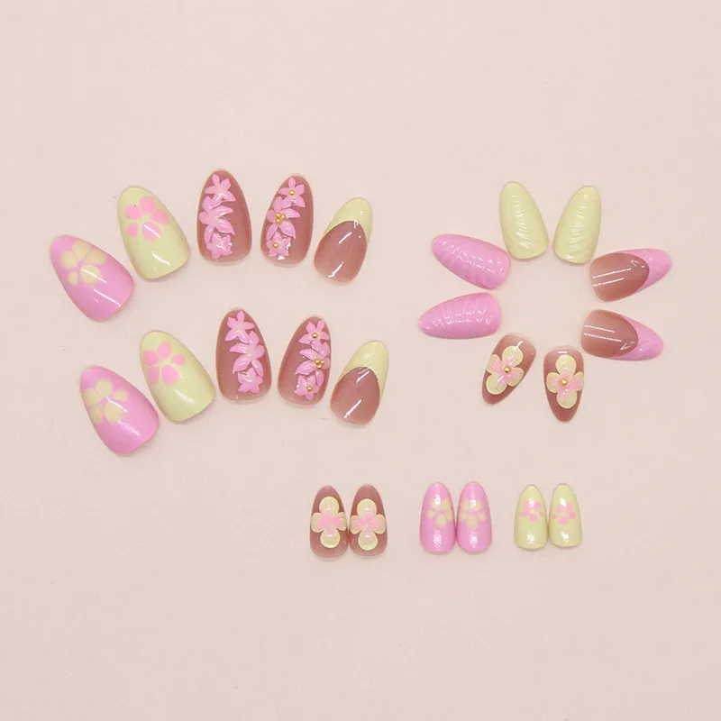 Three-Dimensional Summer Pure Desire Gradient Ice Flower White Temperament Wild  Ins Style Detachable Nail Sticker 24 Pieces display picture 4