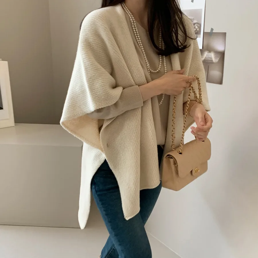 Ladies' Lazy Style Knitted Shawl Coat Casual Soft Personality Fleece Sweater Open Cardigan Cowl Neck Long Sleeve Polyester display picture 13