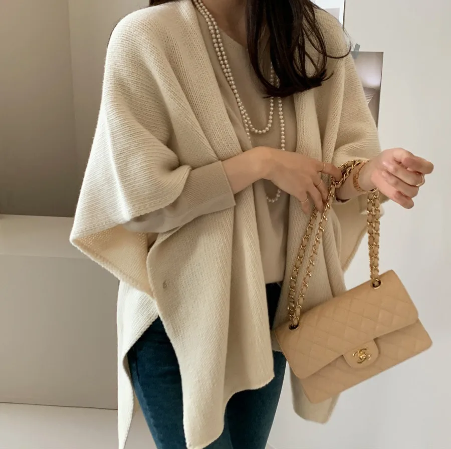 Ladies' Lazy Style Knitted Shawl Coat Casual Soft Personality Fleece Sweater Open Cardigan Cowl Neck Long Sleeve Polyester display picture 14