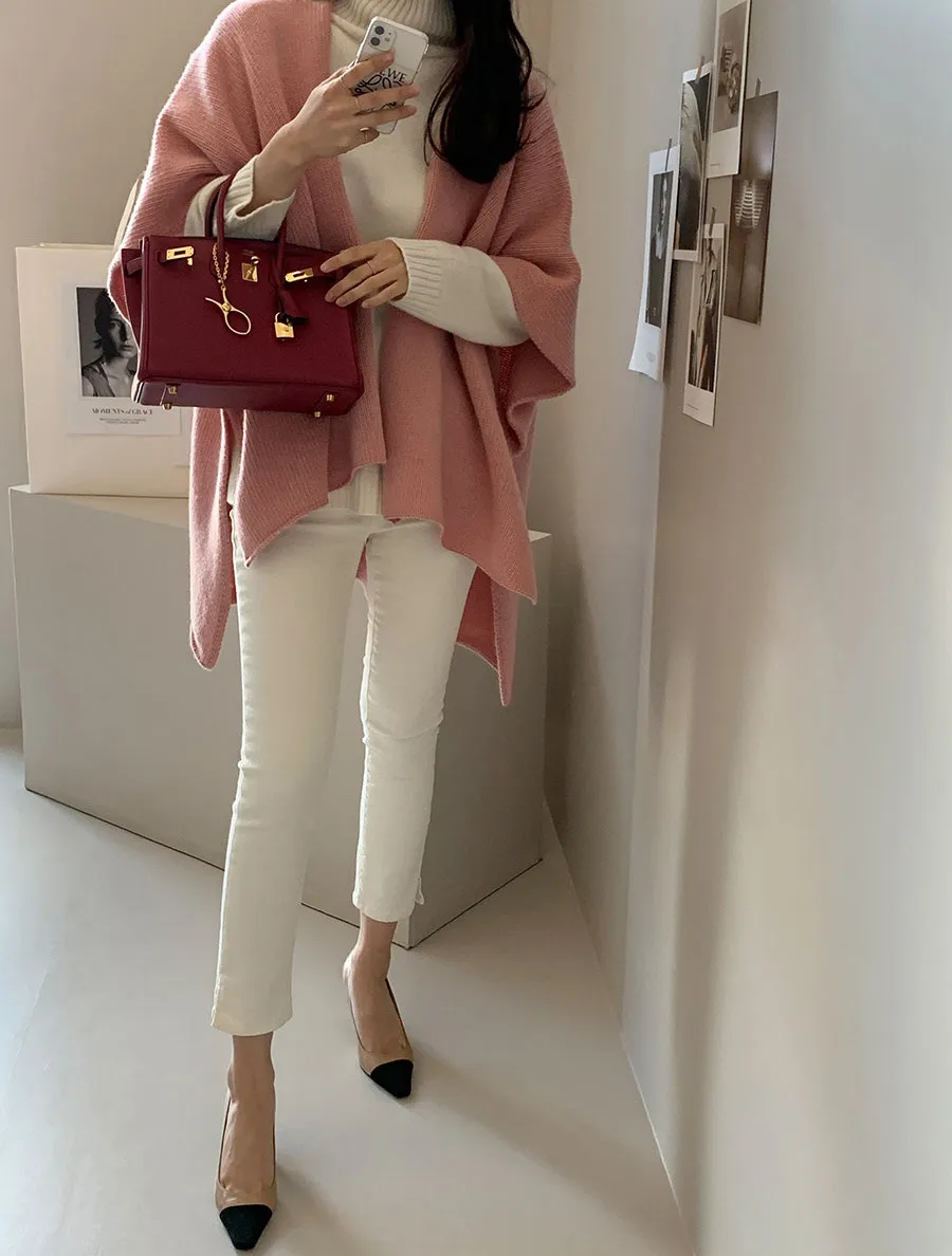 Ladies' Lazy Style Knitted Shawl Coat Casual Soft Personality Fleece Sweater Open Cardigan Cowl Neck Long Sleeve Polyester display picture 15