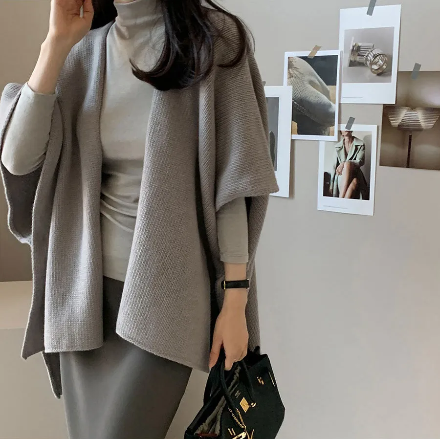 Ladies' Lazy Style Knitted Shawl Coat Casual Soft Personality Fleece Sweater Open Cardigan Cowl Neck Long Sleeve Polyester display picture 19