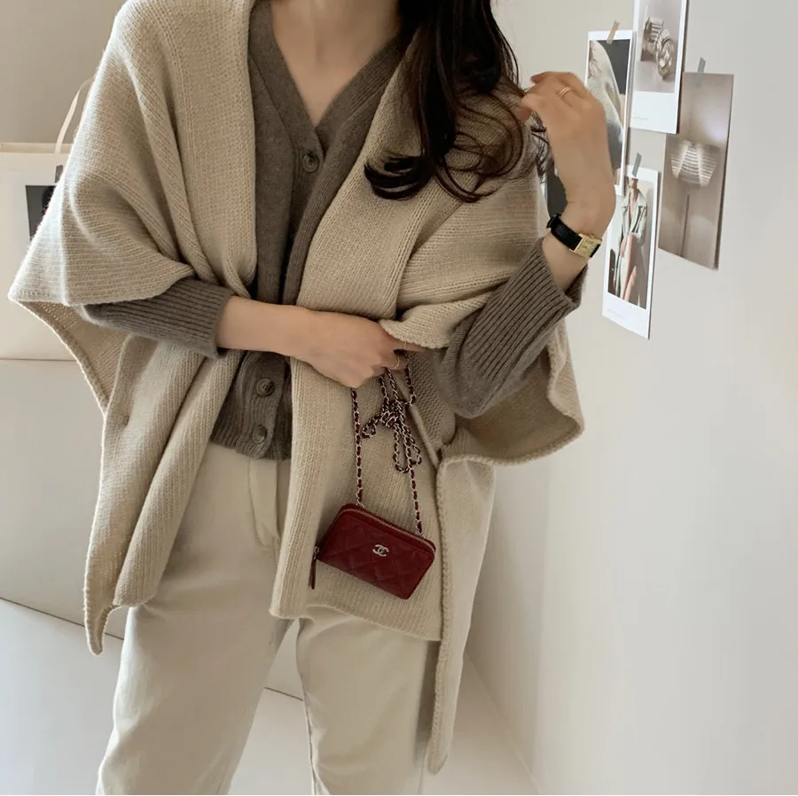 Ladies' Lazy Style Knitted Shawl Coat Casual Soft Personality Fleece Sweater Open Cardigan Cowl Neck Long Sleeve Polyester display picture 24