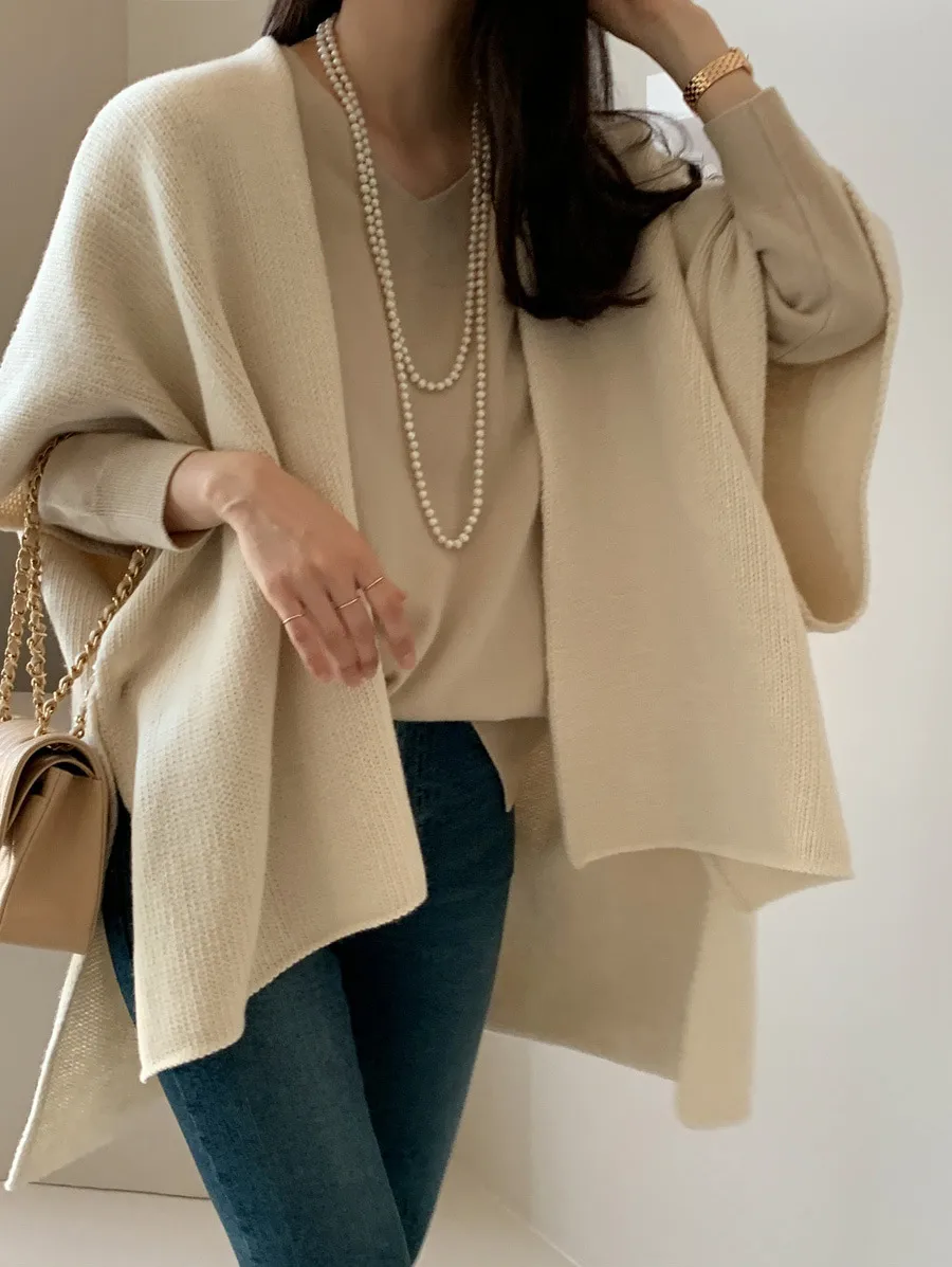Ladies' Lazy Style Knitted Shawl Coat Casual Soft Personality Fleece Sweater Open Cardigan Cowl Neck Long Sleeve Polyester display picture 31