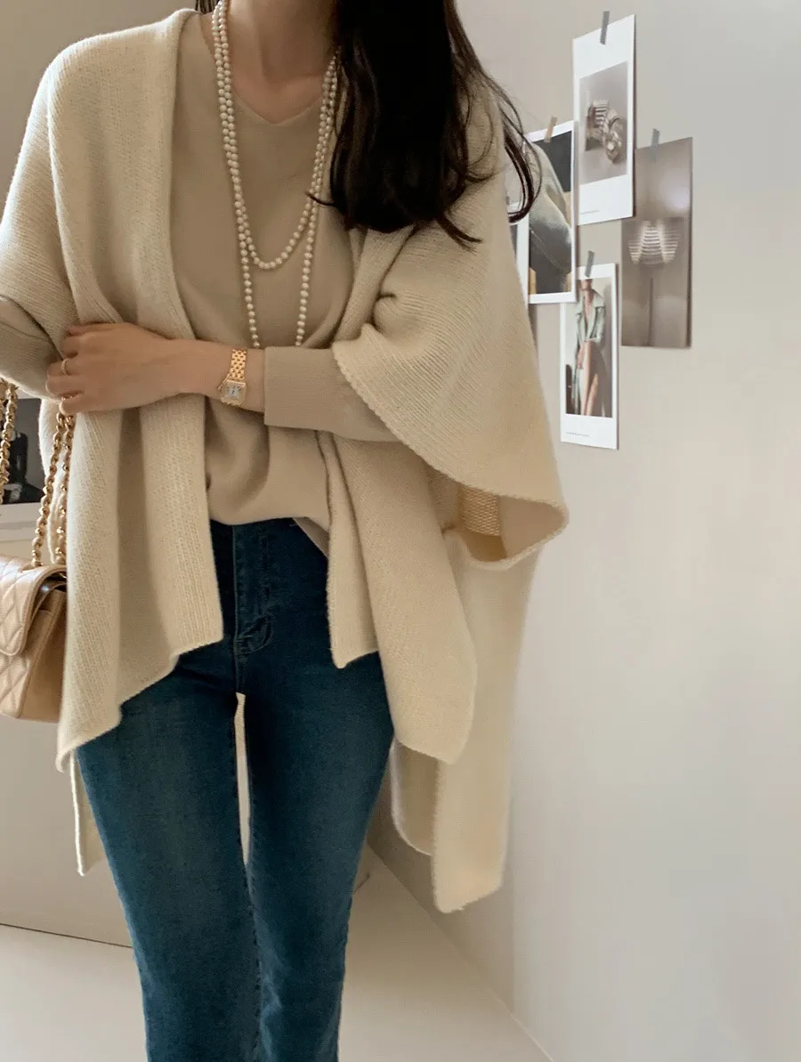 Ladies' Lazy Style Knitted Shawl Coat Casual Soft Personality Fleece Sweater Open Cardigan Cowl Neck Long Sleeve Polyester display picture 32