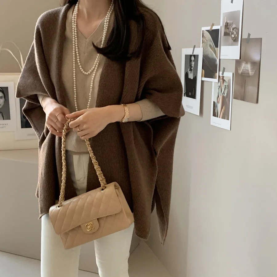 Ladies' Lazy Style Knitted Shawl Coat Casual Soft Personality Fleece Sweater Open Cardigan Cowl Neck Long Sleeve Polyester display picture 34