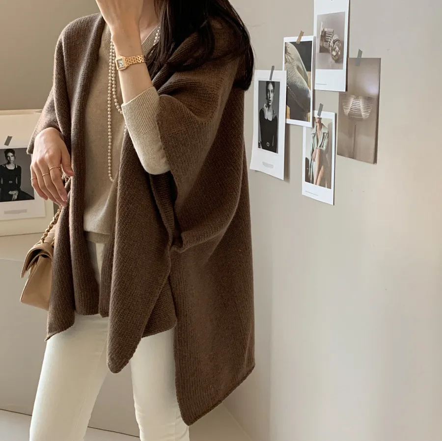 Ladies' Lazy Style Knitted Shawl Coat Casual Soft Personality Fleece Sweater Open Cardigan Cowl Neck Long Sleeve Polyester display picture 36