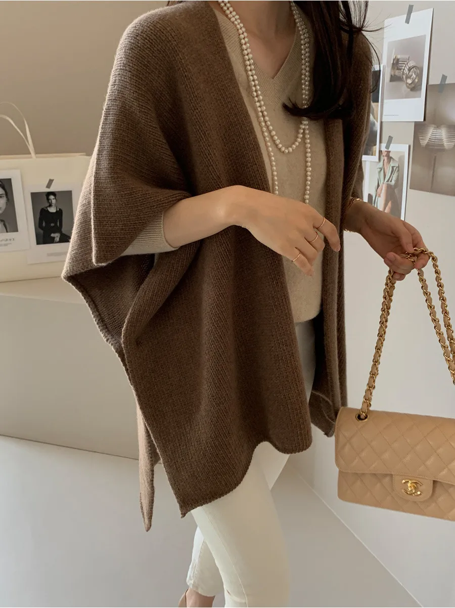 Ladies' Lazy Style Knitted Shawl Coat Casual Soft Personality Fleece Sweater Open Cardigan Cowl Neck Long Sleeve Polyester display picture 39