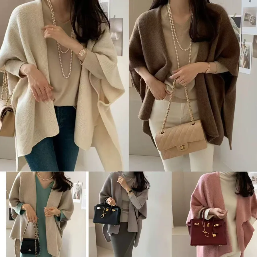 Ladies' Lazy Style Knitted Shawl Coat Casual Soft Personality Fleece Sweater Open Cardigan Cowl Neck Long Sleeve Polyester display picture 43