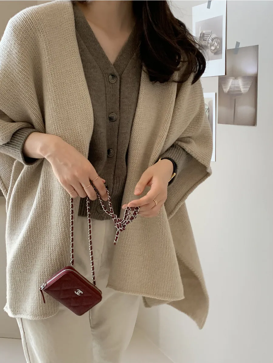 Ladies' Lazy Style Knitted Shawl Coat Casual Soft Personality Fleece Sweater Open Cardigan Cowl Neck Long Sleeve Polyester display picture 45