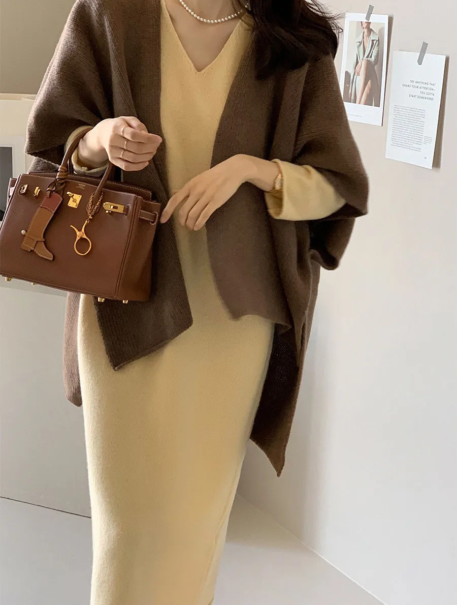 Ladies' Lazy Style Knitted Shawl Coat Casual Soft Personality Fleece Sweater Open Cardigan Cowl Neck Long Sleeve Polyester display picture 54