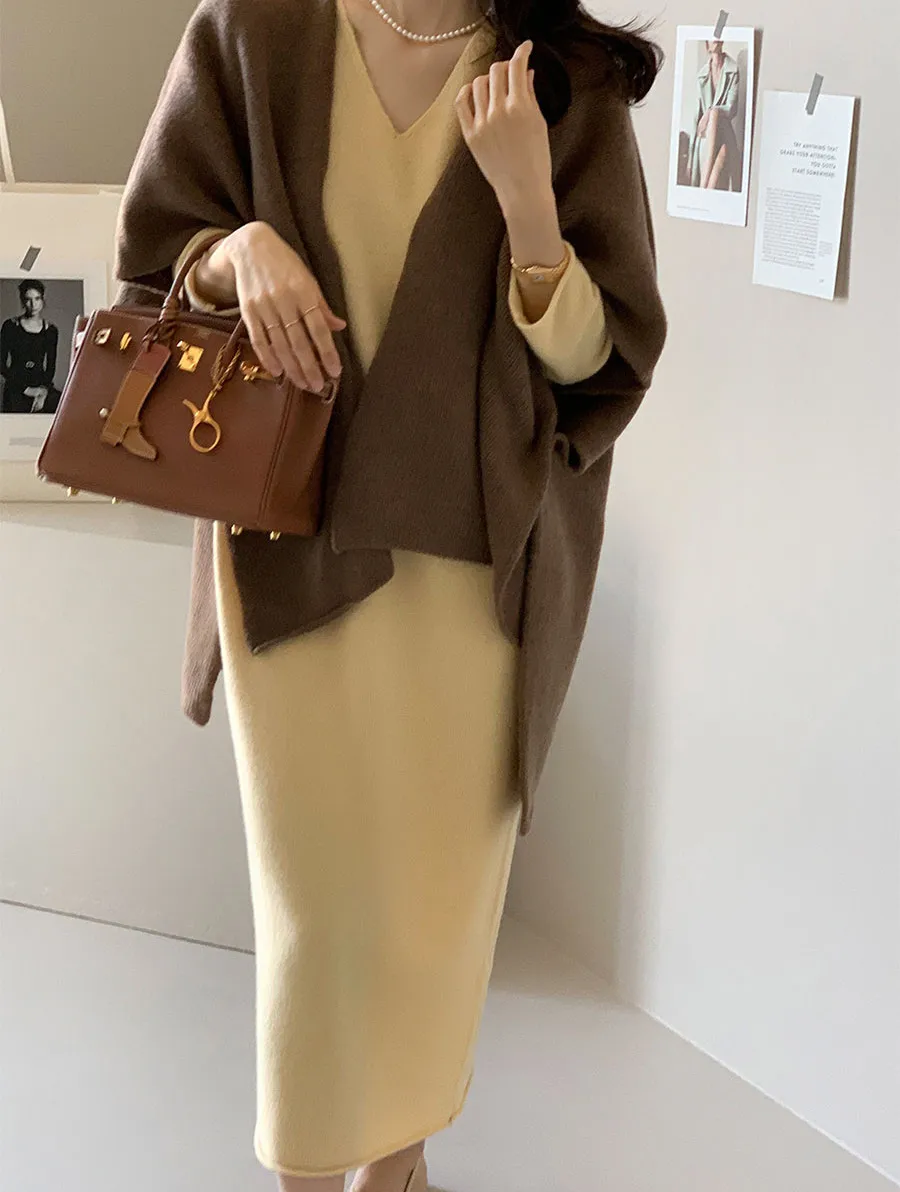 Ladies' Lazy Style Knitted Shawl Coat Casual Soft Personality Fleece Sweater Open Cardigan Cowl Neck Long Sleeve Polyester display picture 55