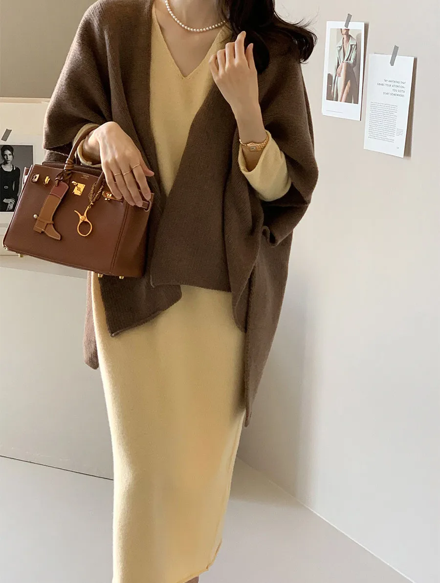 Ladies' Lazy Style Knitted Shawl Coat Casual Soft Personality Fleece Sweater Open Cardigan Cowl Neck Long Sleeve Polyester display picture 56