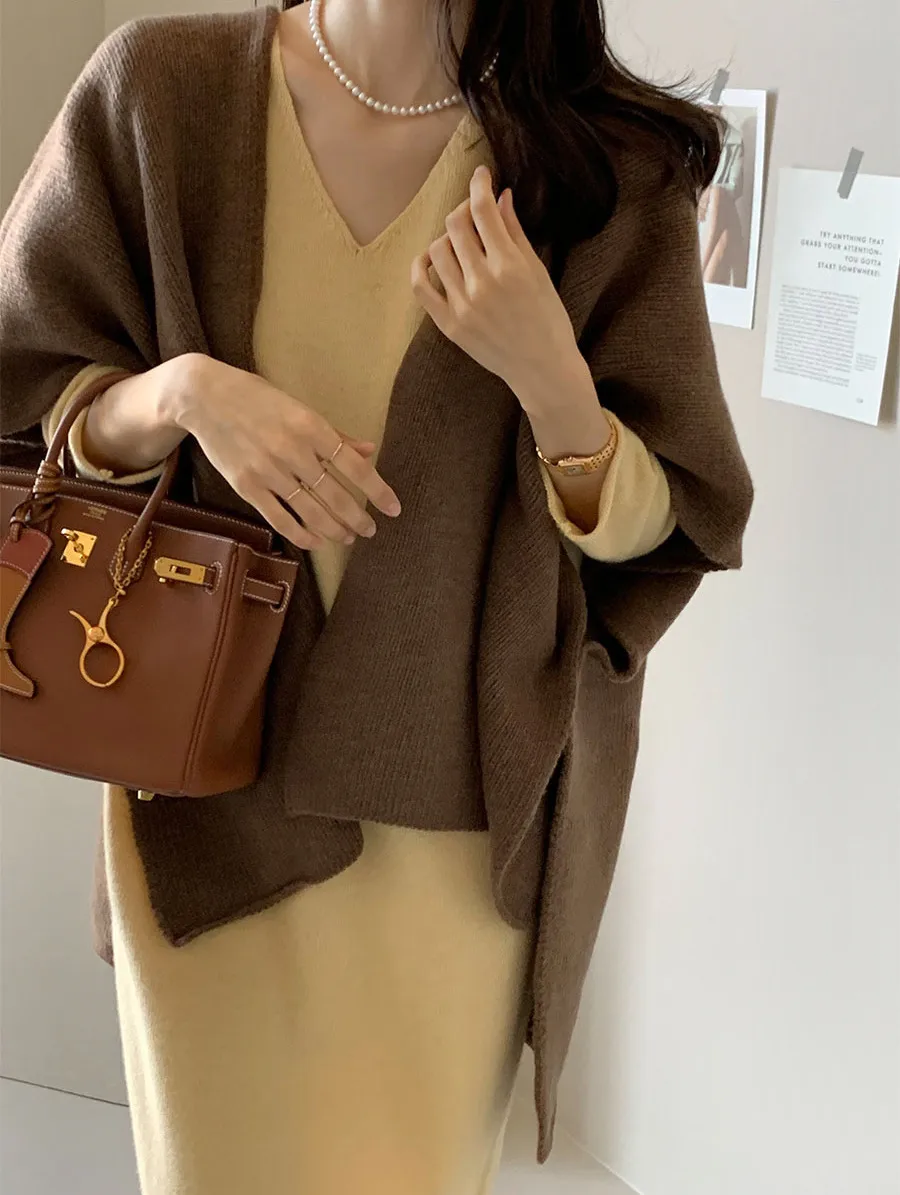 Ladies' Lazy Style Knitted Shawl Coat Casual Soft Personality Fleece Sweater Open Cardigan Cowl Neck Long Sleeve Polyester display picture 57