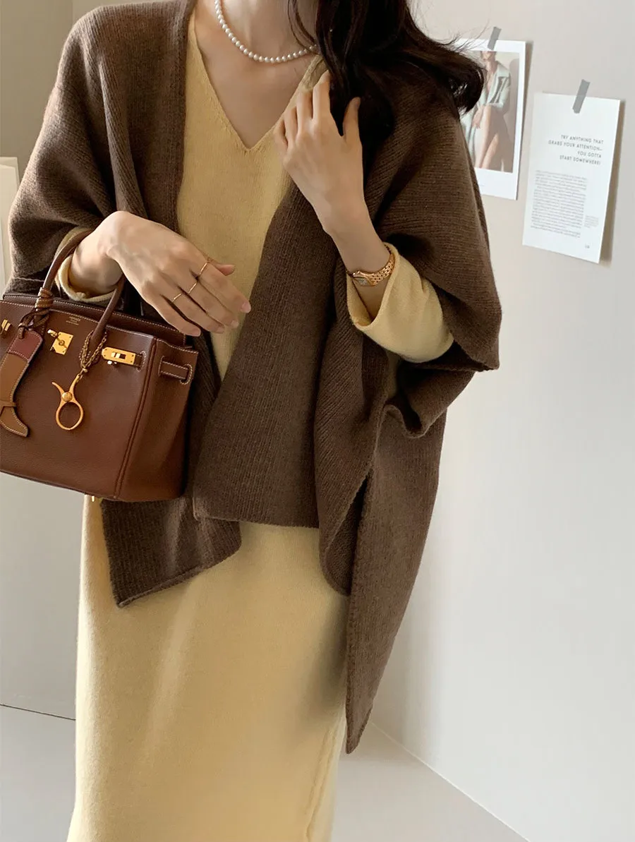 Ladies' Lazy Style Knitted Shawl Coat Casual Soft Personality Fleece Sweater Open Cardigan Cowl Neck Long Sleeve Polyester display picture 58