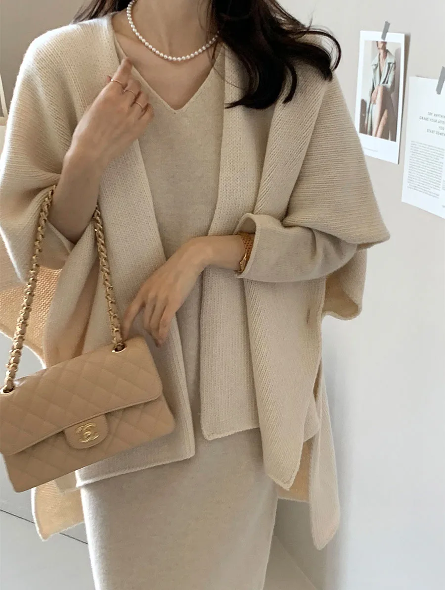 Ladies' Lazy Style Knitted Shawl Coat Casual Soft Personality Fleece Sweater Open Cardigan Cowl Neck Long Sleeve Polyester display picture 61