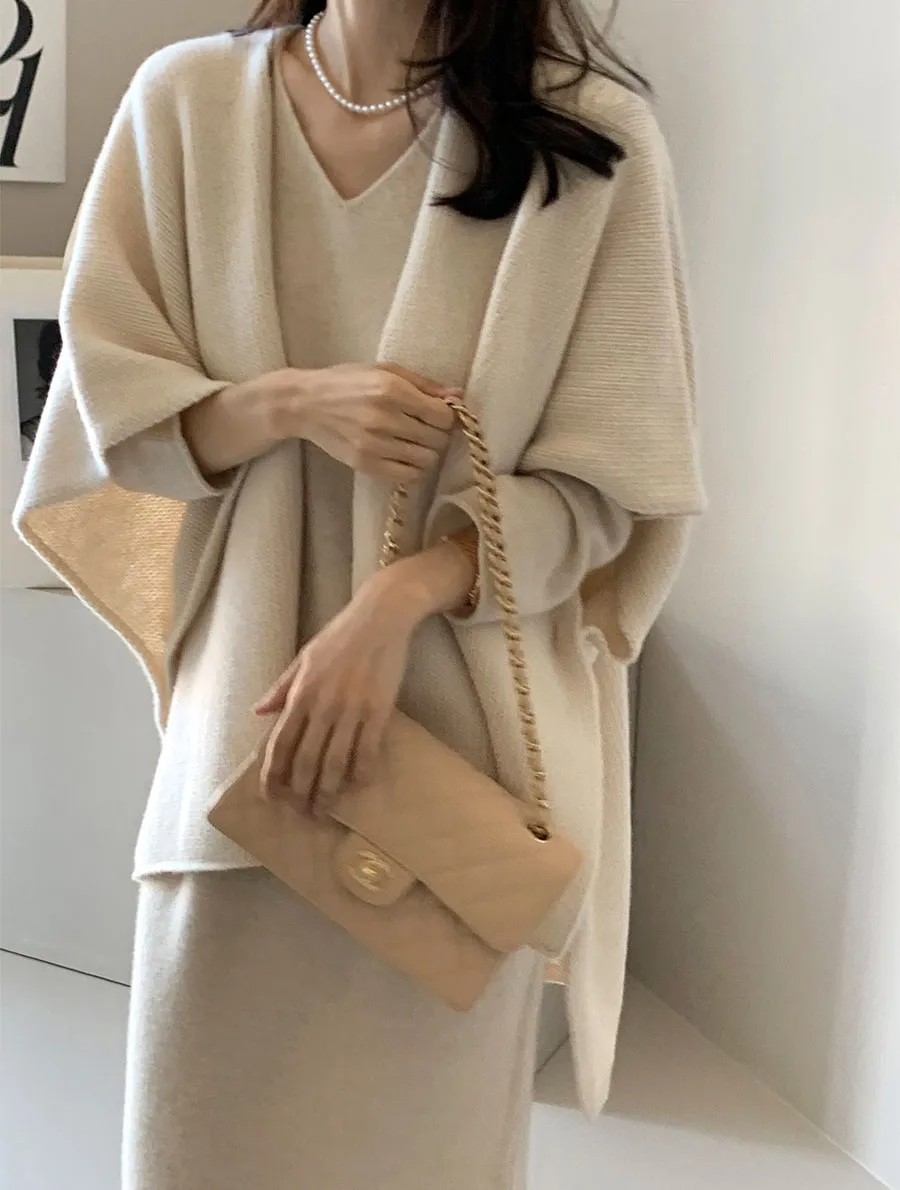 Ladies' Lazy Style Knitted Shawl Coat Casual Soft Personality Fleece Sweater Open Cardigan Cowl Neck Long Sleeve Polyester display picture 62