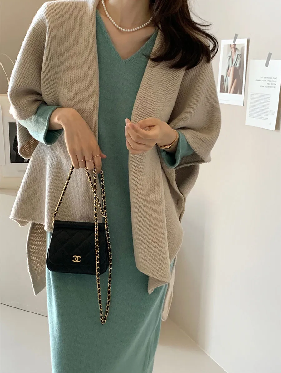 Ladies' Lazy Style Knitted Shawl Coat Casual Soft Personality Fleece Sweater Open Cardigan Cowl Neck Long Sleeve Polyester display picture 63
