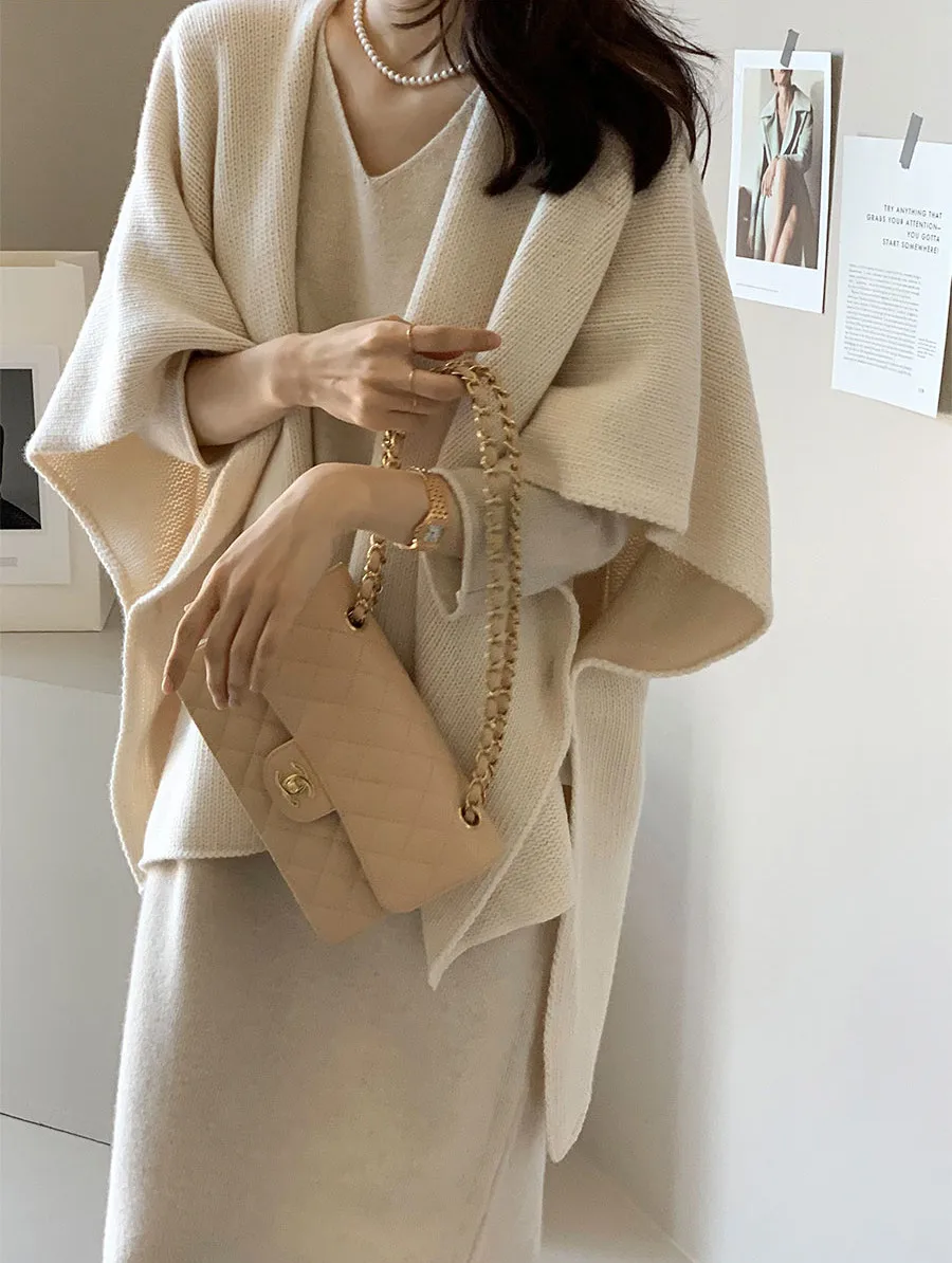 Ladies' Lazy Style Knitted Shawl Coat Casual Soft Personality Fleece Sweater Open Cardigan Cowl Neck Long Sleeve Polyester display picture 66