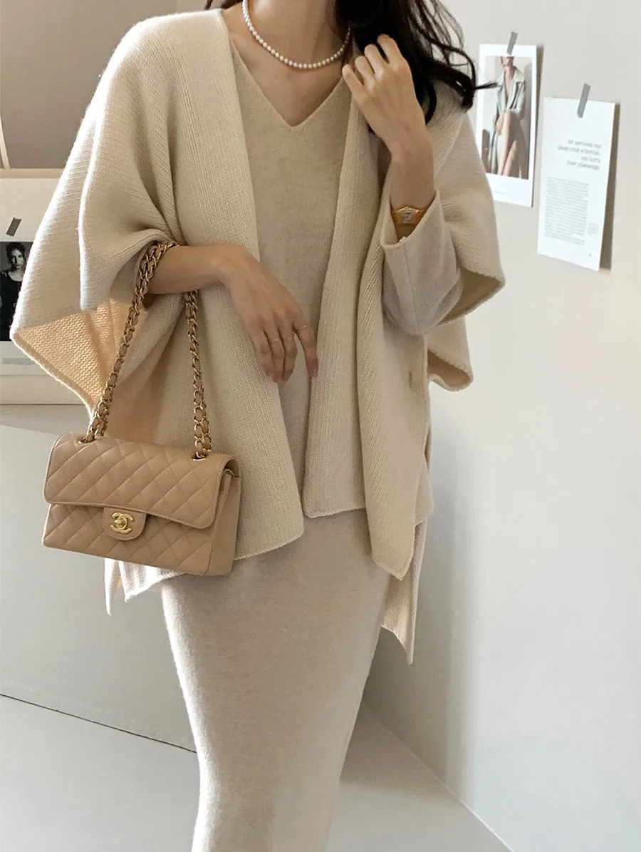 Ladies' Lazy Style Knitted Shawl Coat Casual Soft Personality Fleece Sweater Open Cardigan Cowl Neck Long Sleeve Polyester display picture 70