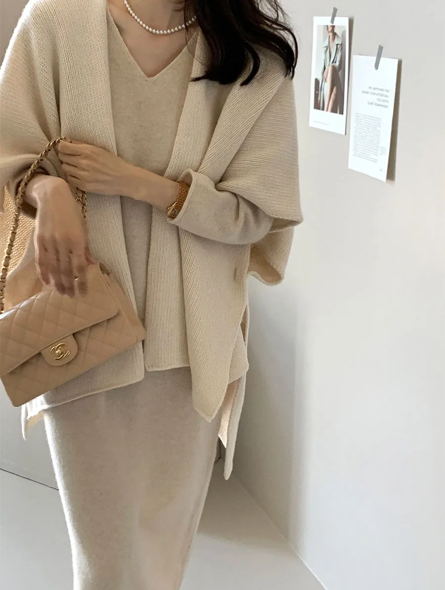 Ladies' Lazy Style Knitted Shawl Coat Casual Soft Personality Fleece Sweater Open Cardigan Cowl Neck Long Sleeve Polyester display picture 73