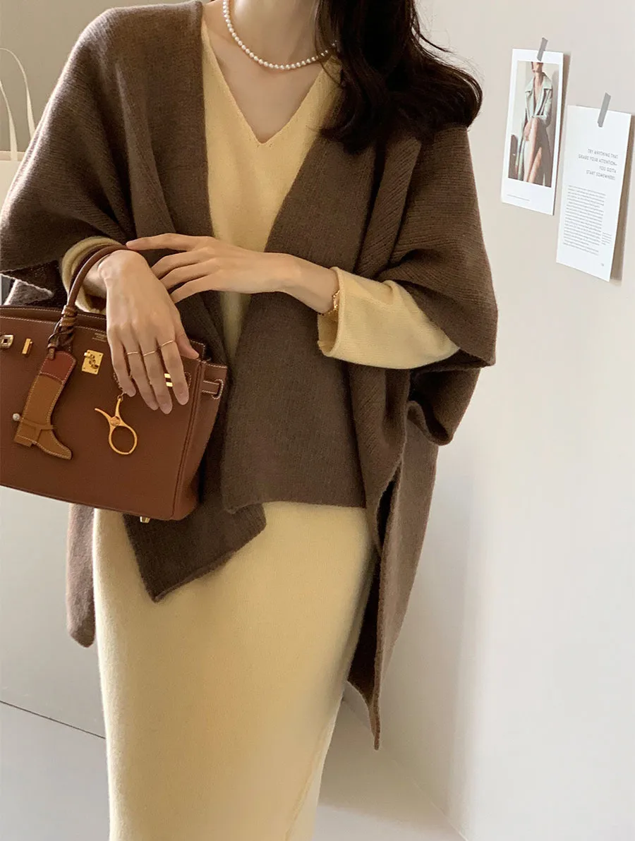 Ladies' Lazy Style Knitted Shawl Coat Casual Soft Personality Fleece Sweater Open Cardigan Cowl Neck Long Sleeve Polyester display picture 75