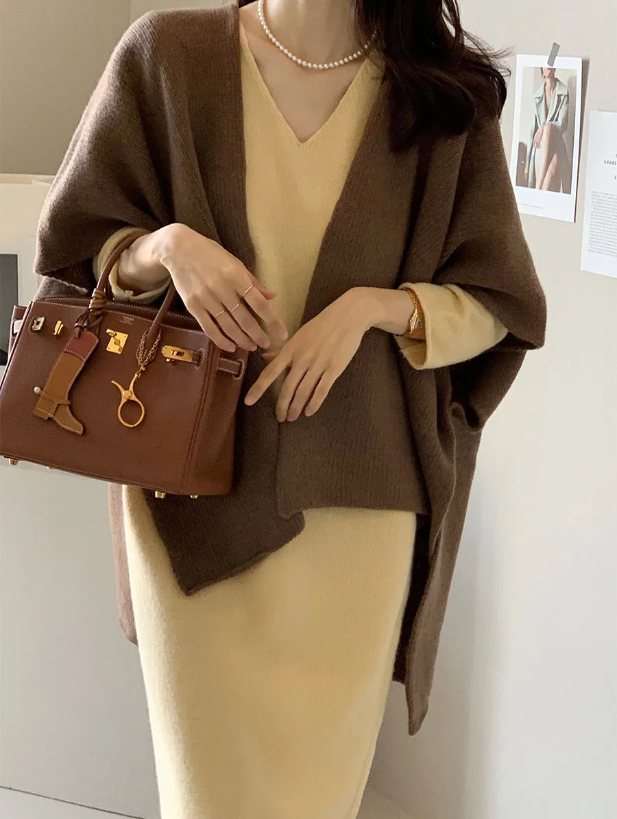 Ladies' Lazy Style Knitted Shawl Coat Casual Soft Personality Fleece Sweater Open Cardigan Cowl Neck Long Sleeve Polyester display picture 79