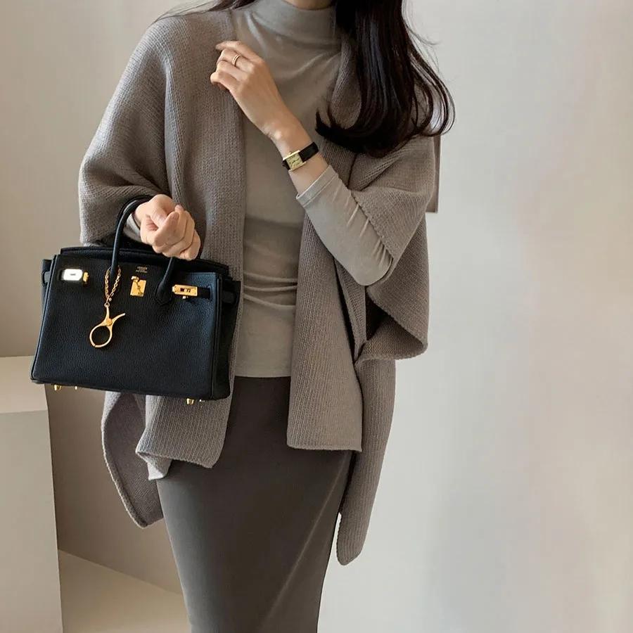 Ladies' Lazy Style Knitted Shawl Coat Casual Soft Personality Fleece Sweater Open Cardigan Cowl Neck Long Sleeve Polyester display picture 3