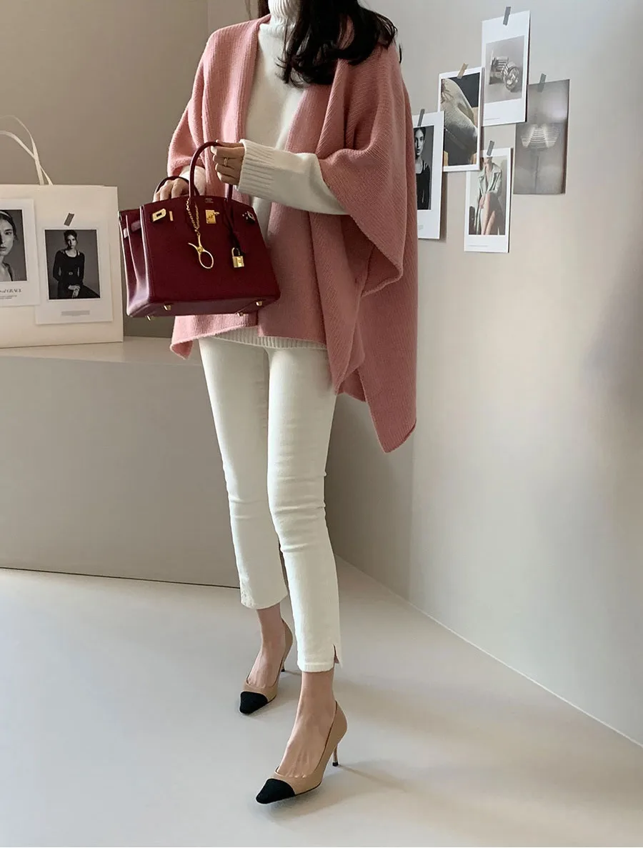Ladies' Lazy Style Knitted Shawl Coat Casual Soft Personality Fleece Sweater Open Cardigan Cowl Neck Long Sleeve Polyester display picture 10