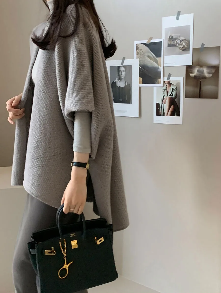 Ladies' Lazy Style Knitted Shawl Coat Casual Soft Personality Fleece Sweater Open Cardigan Cowl Neck Long Sleeve Polyester display picture 21