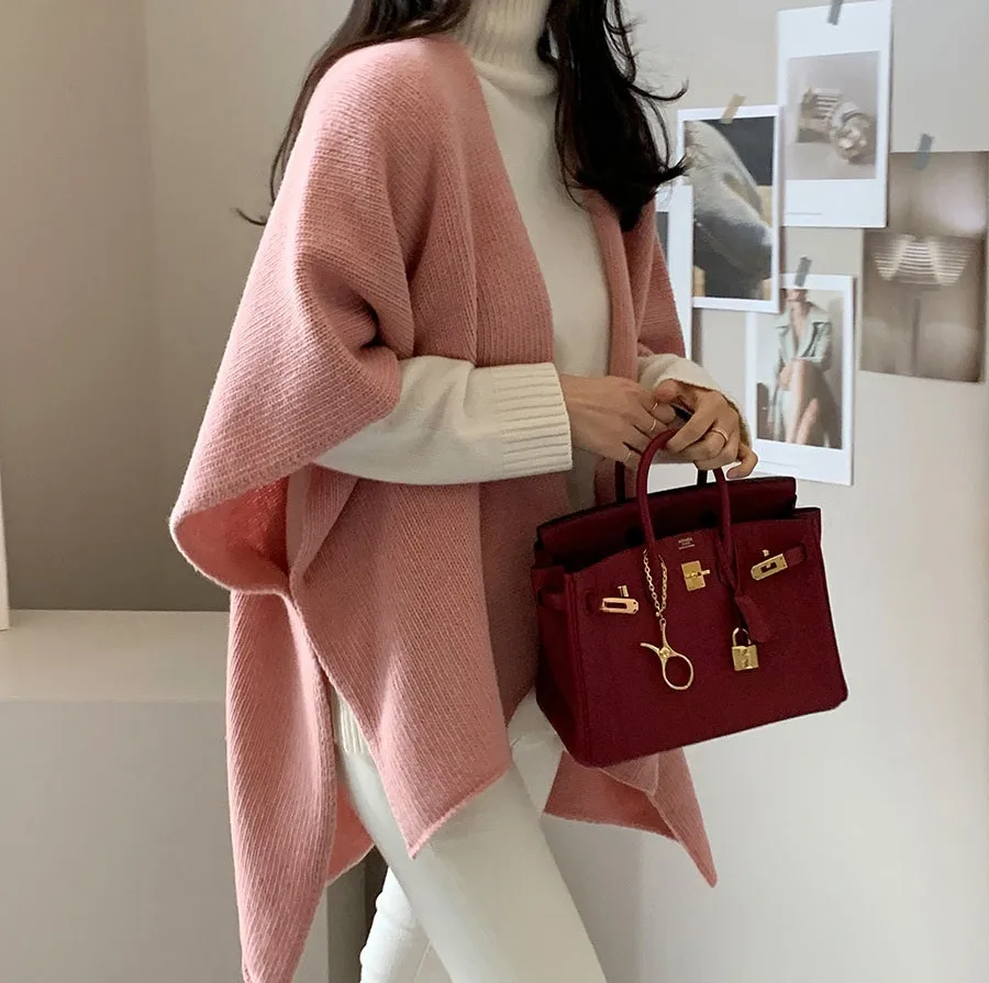 Ladies' Lazy Style Knitted Shawl Coat Casual Soft Personality Fleece Sweater Open Cardigan Cowl Neck Long Sleeve Polyester display picture 22