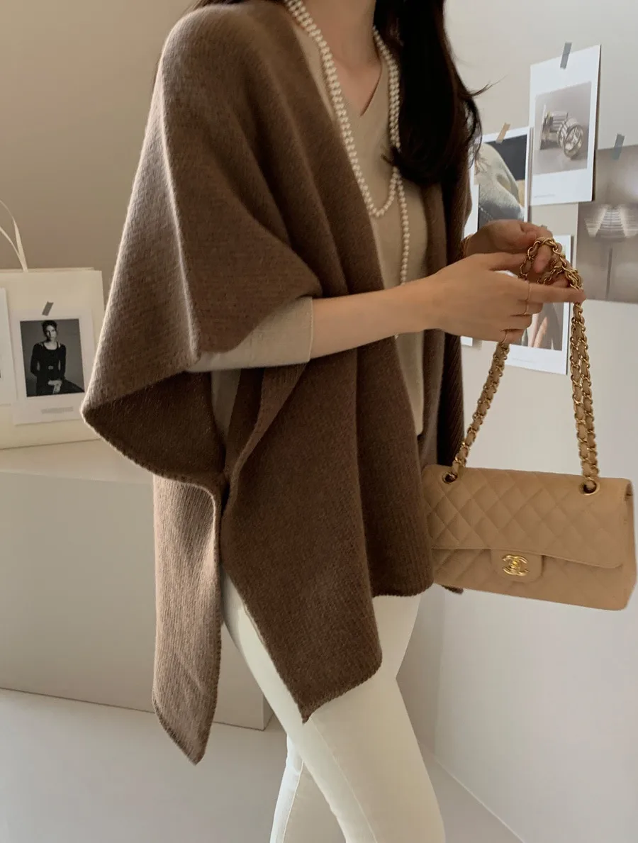 Ladies' Lazy Style Knitted Shawl Coat Casual Soft Personality Fleece Sweater Open Cardigan Cowl Neck Long Sleeve Polyester display picture 40