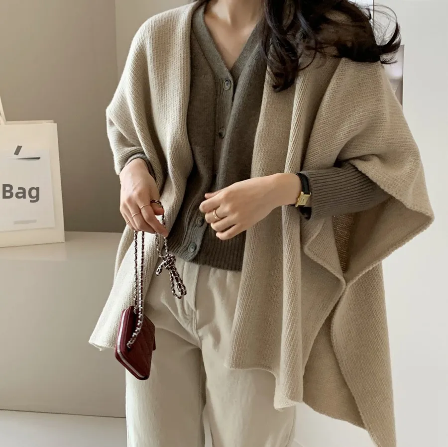 Ladies' Lazy Style Knitted Shawl Coat Casual Soft Personality Fleece Sweater Open Cardigan Cowl Neck Long Sleeve Polyester display picture 49