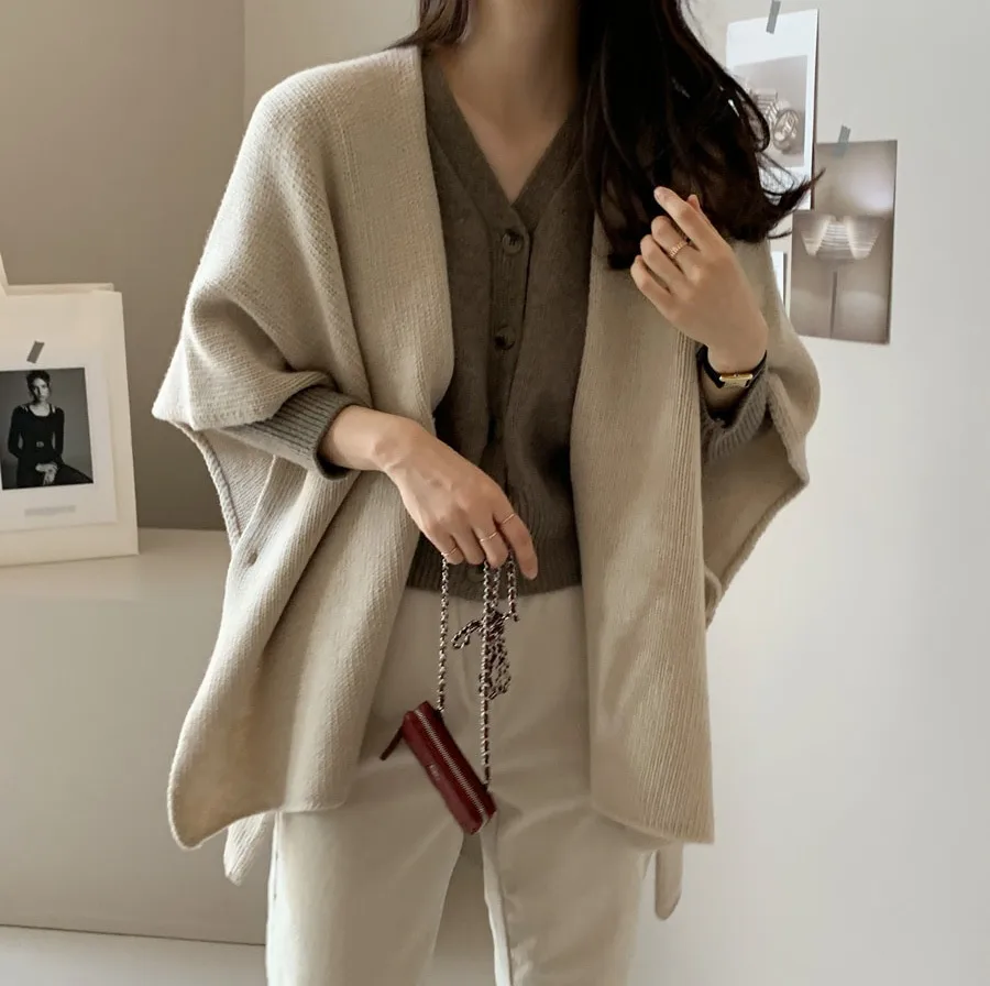 Ladies' Lazy Style Knitted Shawl Coat Casual Soft Personality Fleece Sweater Open Cardigan Cowl Neck Long Sleeve Polyester display picture 50
