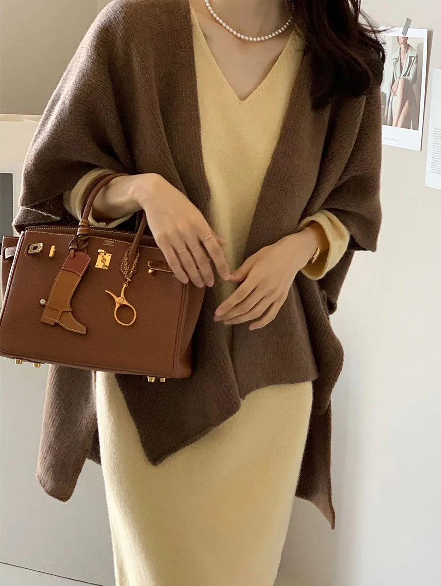 Ladies' Lazy Style Knitted Shawl Coat Casual Soft Personality Fleece Sweater Open Cardigan Cowl Neck Long Sleeve Polyester display picture 78