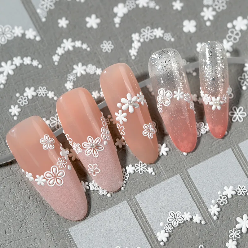 French Style Nail Art Stickers 3D Relief Macaron Colored Flowers DIY Nail Art Materials Suitable For Personal And Salon Use display picture 3