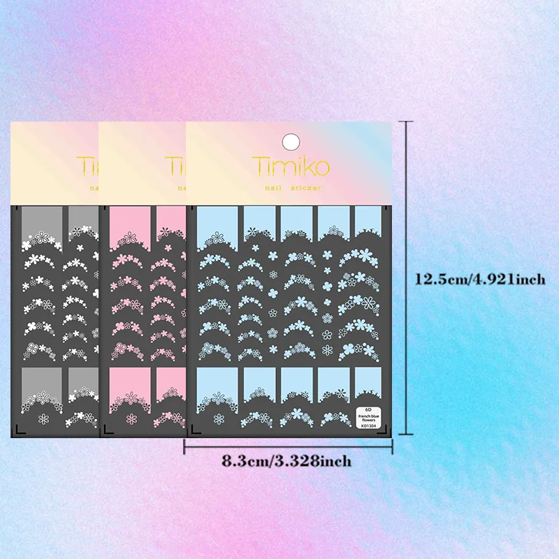 French Style Nail Art Stickers 3D Relief Macaron Colored Flowers DIY Nail Art Materials Suitable For Personal And Salon Use display picture 6