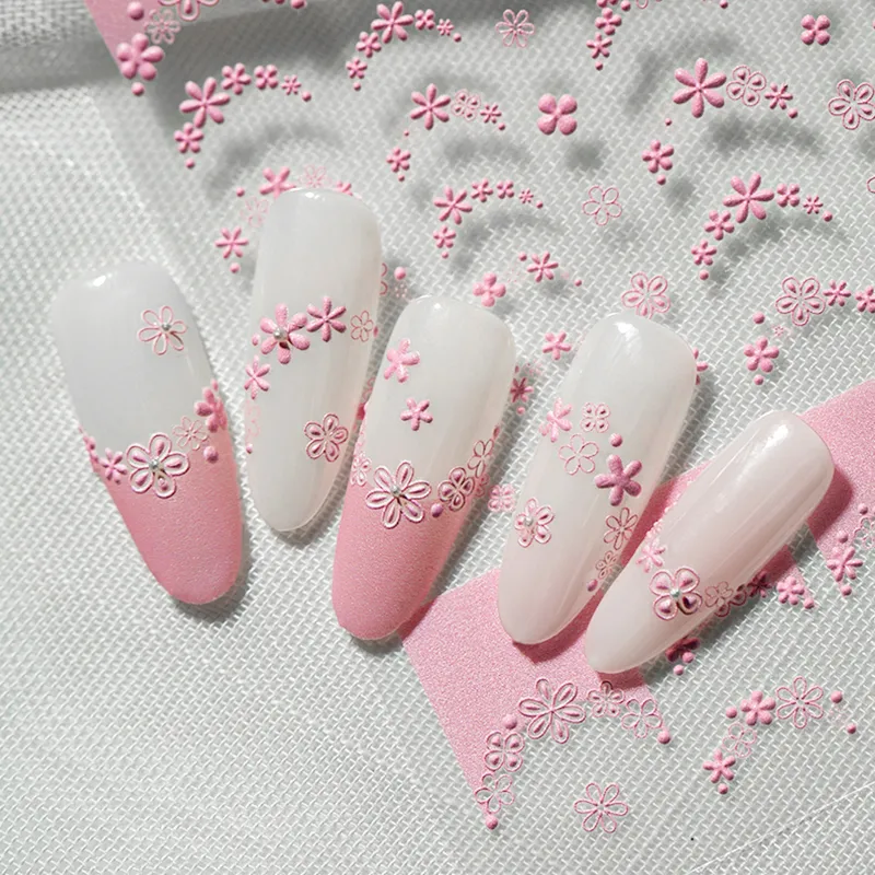 French Style Nail Art Stickers 3D Relief Macaron Colored Flowers DIY Nail Art Materials Suitable For Personal And Salon Use display picture 4