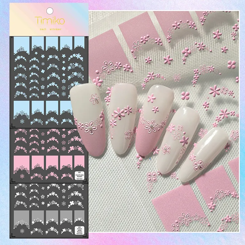 French Style Nail Art Stickers 3D Relief Macaron Colored Flowers DIY Nail Art Materials Suitable For Personal And Salon Use display picture 2