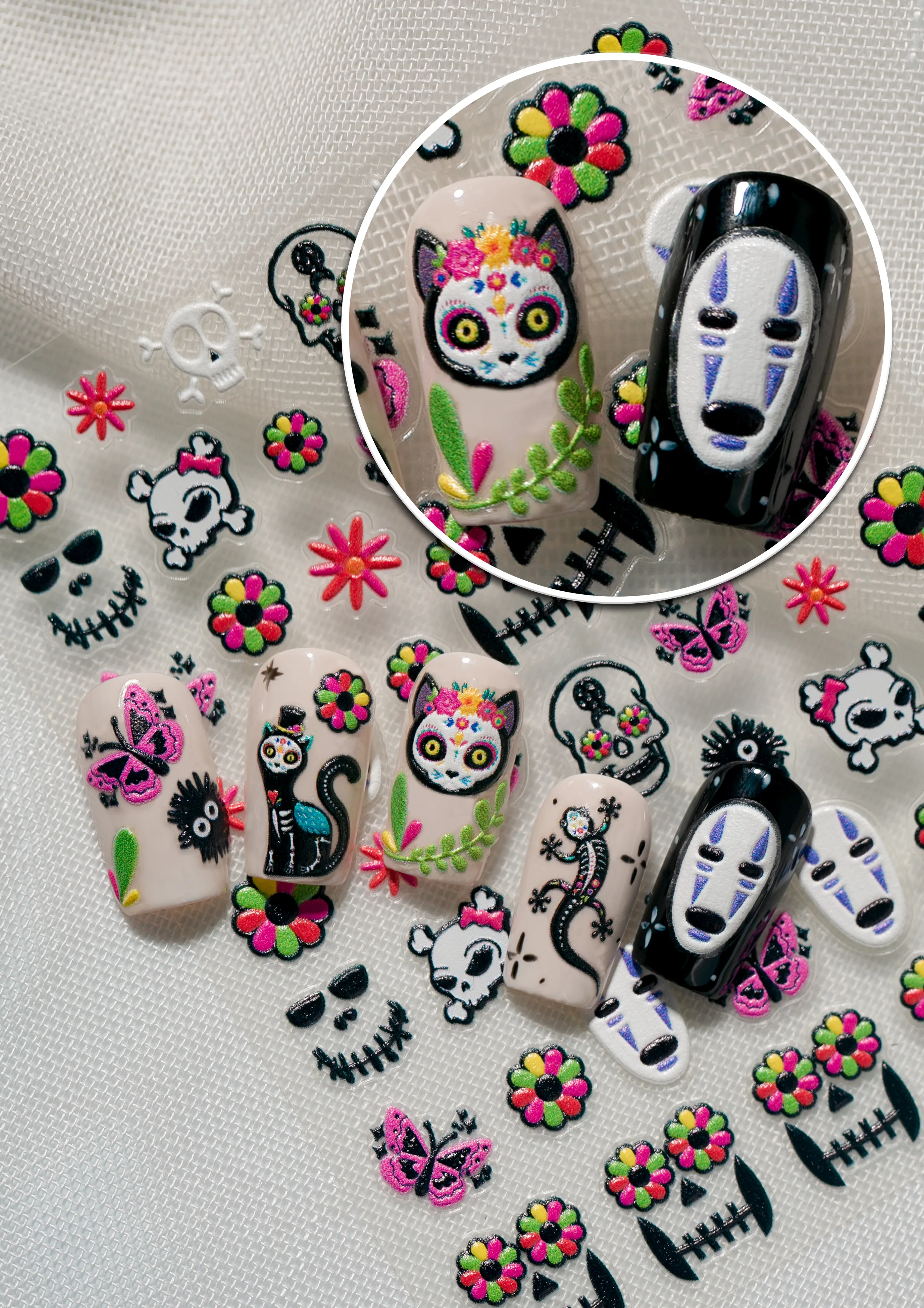 Gothic Vintage Tropical British Style Nail Art Decorations Cat Lizard Flower Elements Suitable For Personal DIY And Salon Use display picture 1