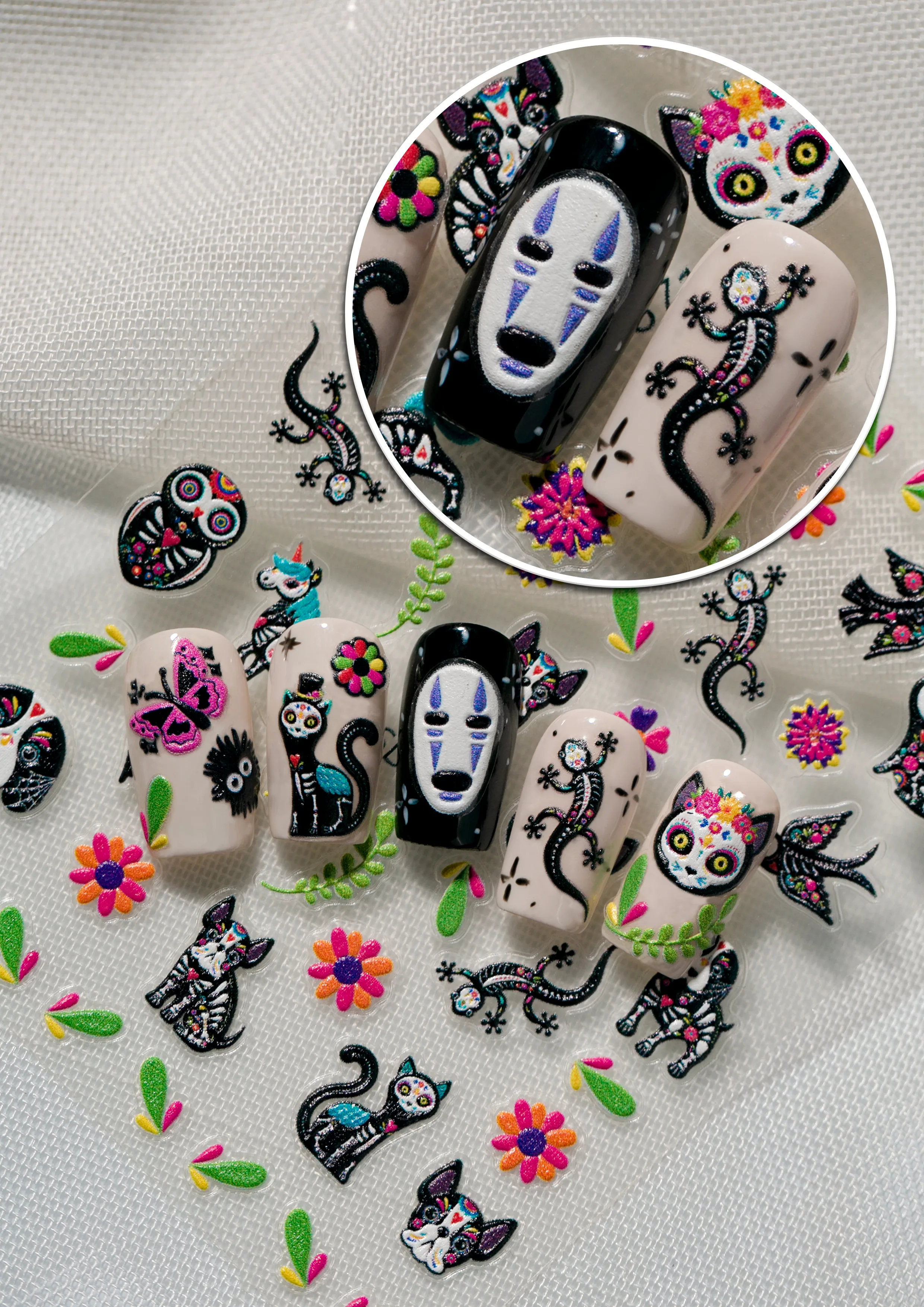 Gothic Vintage Tropical British Style Nail Art Decorations Cat Lizard Flower Elements Suitable For Personal DIY And Salon Use display picture 10