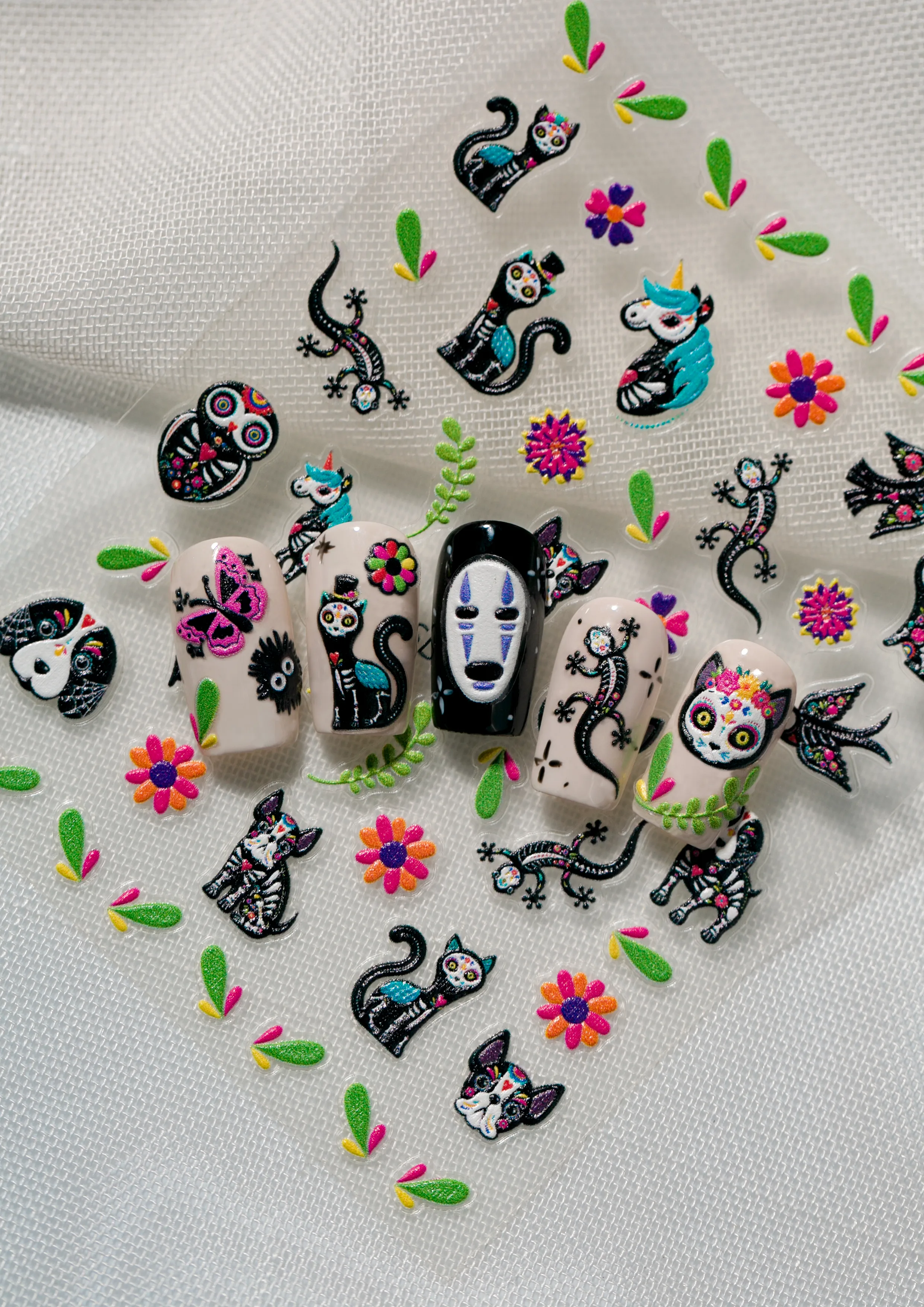 Gothic Vintage Tropical British Style Nail Art Decorations Cat Lizard Flower Elements Suitable For Personal DIY And Salon Use display picture 12