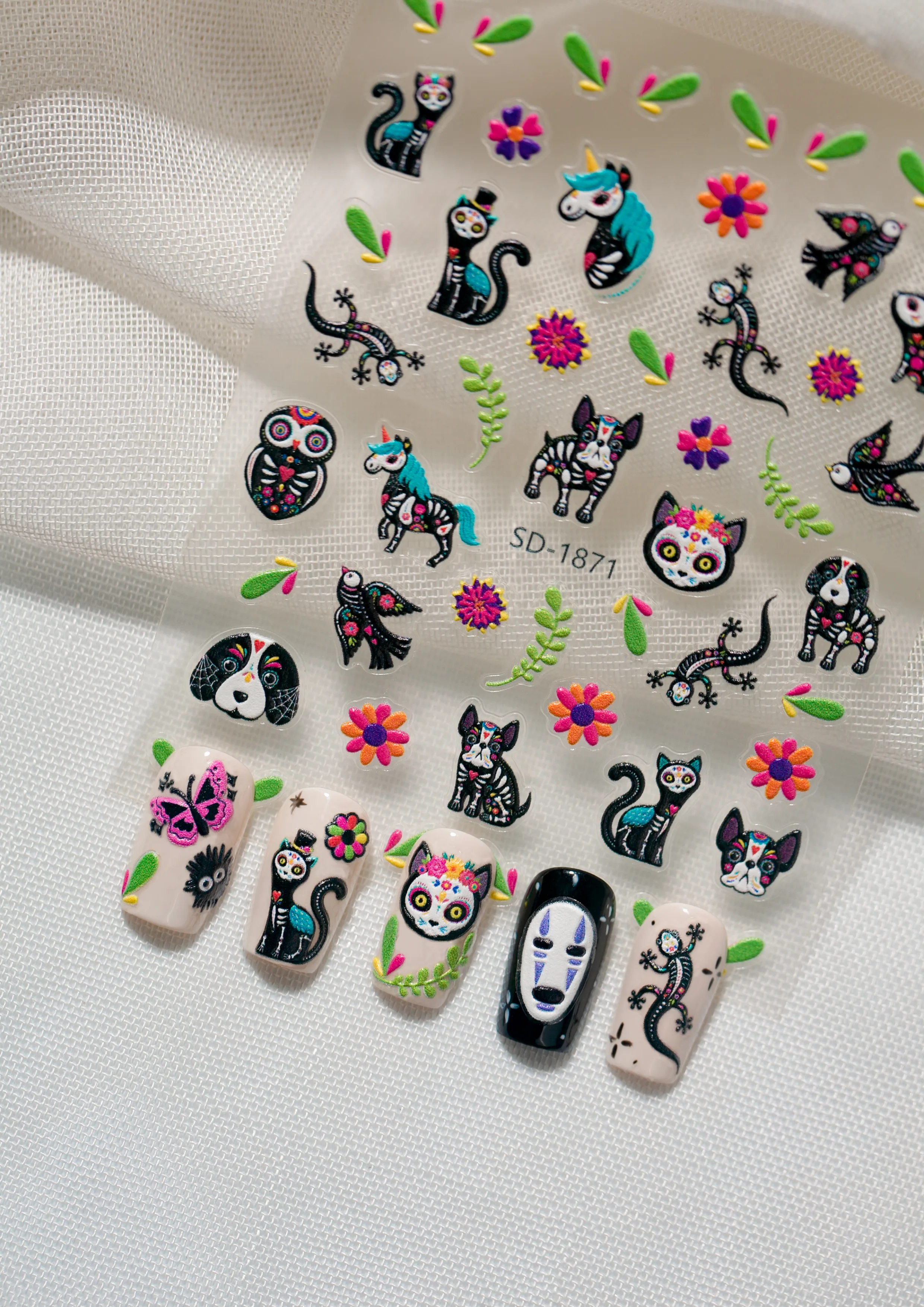 Gothic Vintage Tropical British Style Nail Art Decorations Cat Lizard Flower Elements Suitable For Personal DIY And Salon Use display picture 14