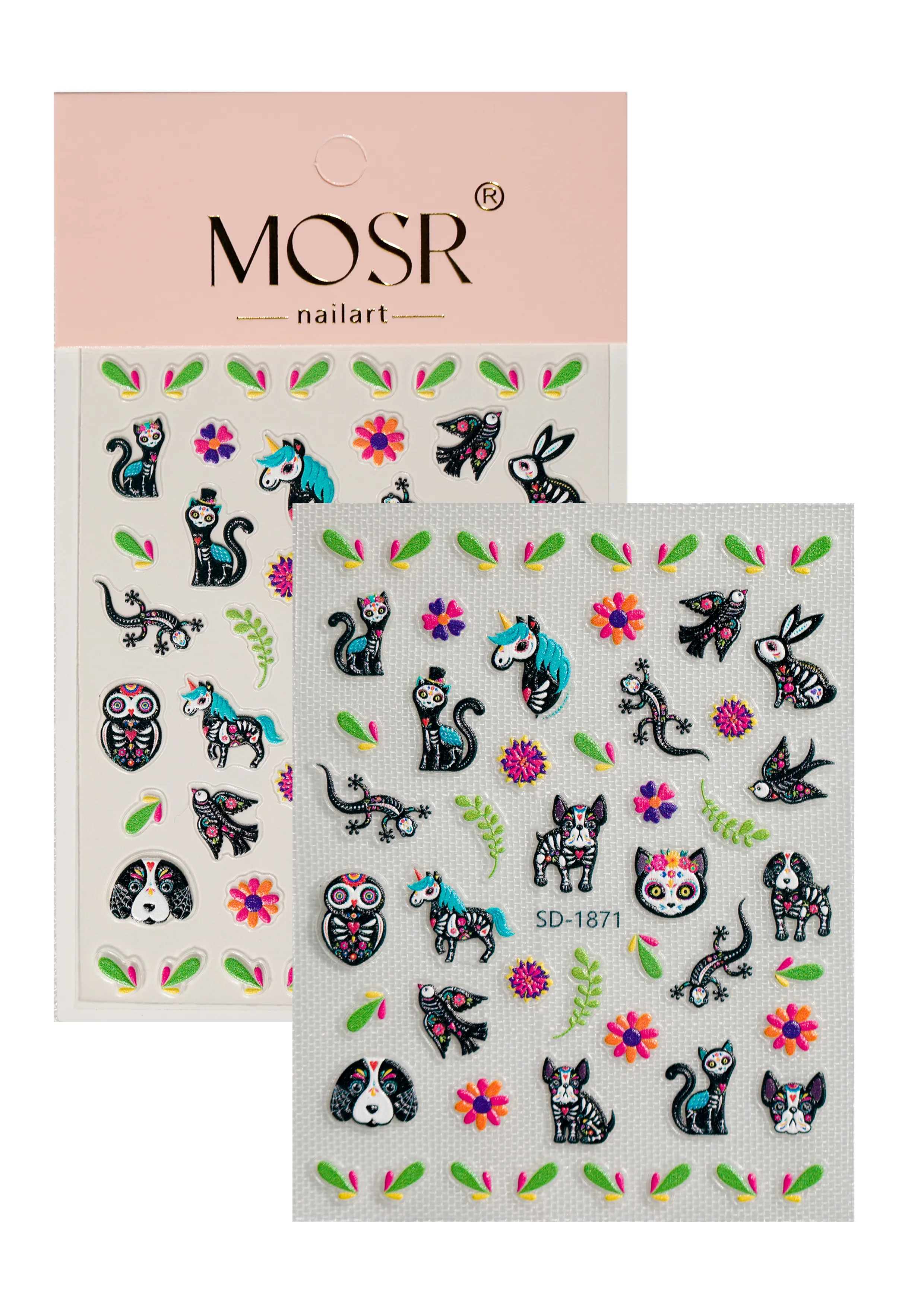 Gothic Vintage Tropical British Style Nail Art Decorations Cat Lizard Flower Elements Suitable For Personal DIY And Salon Use display picture 17