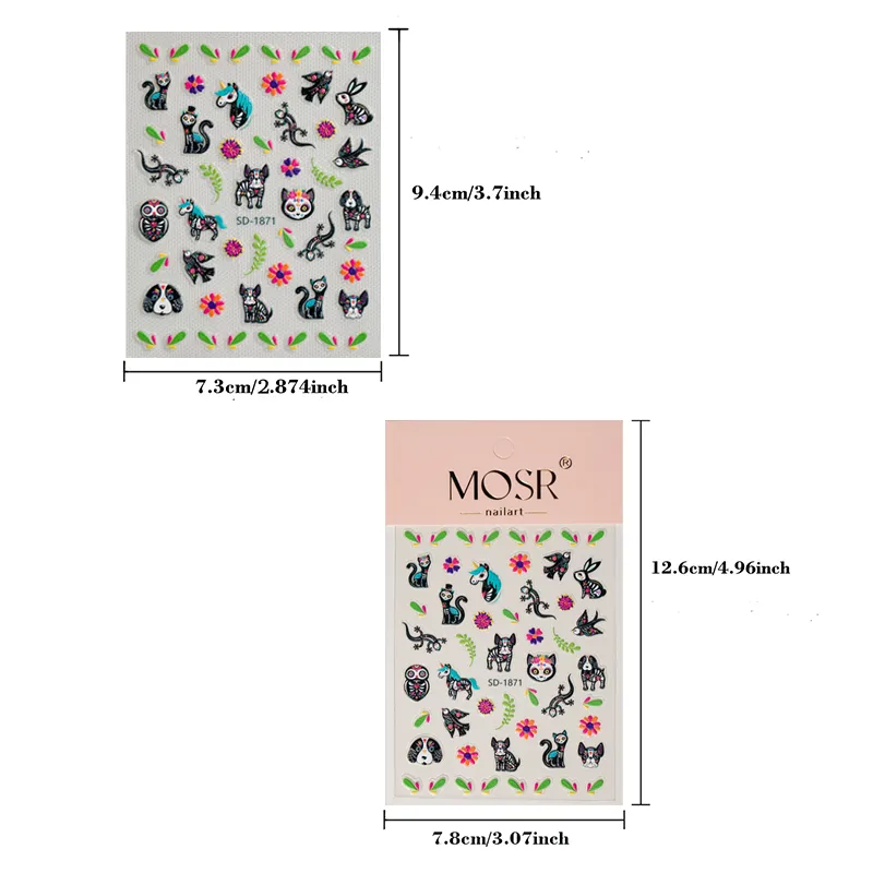 Gothic Vintage Tropical British Style Nail Art Decorations Cat Lizard Flower Elements Suitable For Personal DIY And Salon Use display picture 18