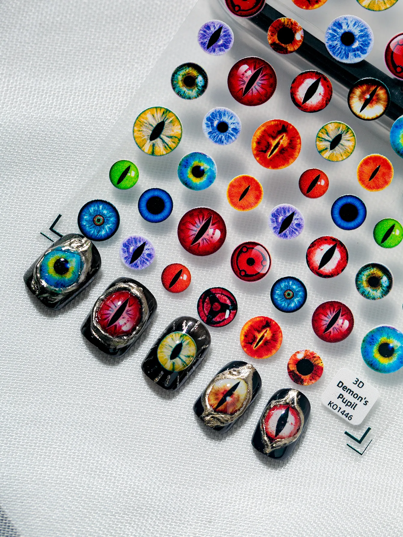 Cool Unique Circular Nail Art Stickers Eye Elements Multicolor Pattern Dark Anime Style Suitable For Special Occasions And Parties display picture 5