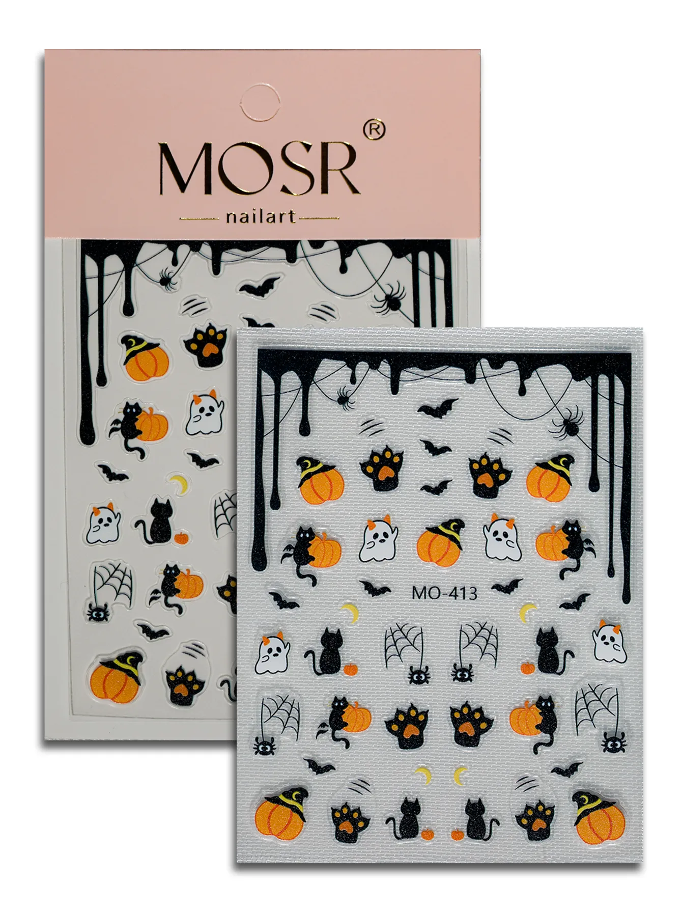 Halloween Nail Art Stickers Cat Claw Elements Black Cat Ghost Pumpkin Suitable For Personal DIY And Salon Use Spider Web Bat display picture 6