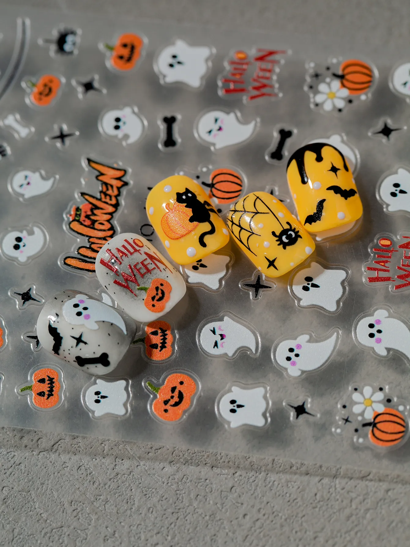Halloween Nail Art Stickers Cat Claw Elements Black Cat Ghost Pumpkin Suitable For Personal DIY And Salon Use Spider Web Bat display picture 8