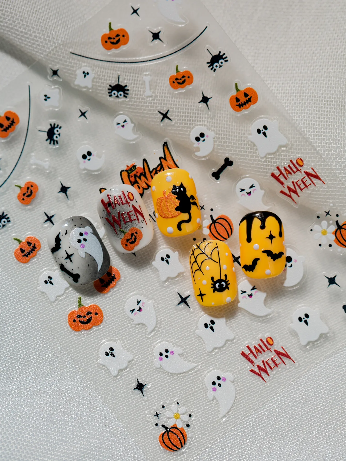 Halloween Nail Art Stickers Cat Claw Elements Black Cat Ghost Pumpkin Suitable For Personal DIY And Salon Use Spider Web Bat display picture 9